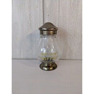 Vtg Instant Coffee Container Glass Brass Made In Japan EUC